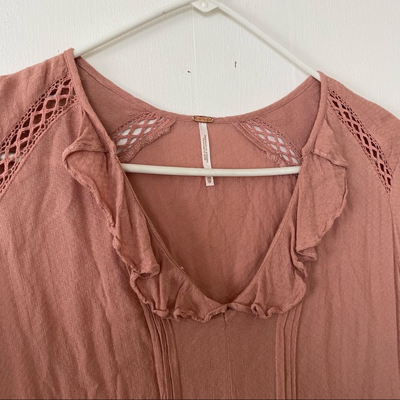 Free People Dusty Rose Peasant Top - Picture 3 of 11